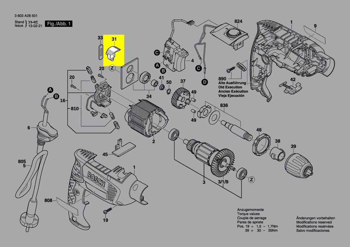 Curseur mode percussion réf. 2 609 003 170 Bosch